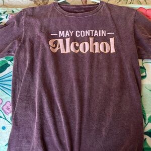 Maurices Purple Graphic Tee with 'May Contain Alcohol' Text. Med. NWOT